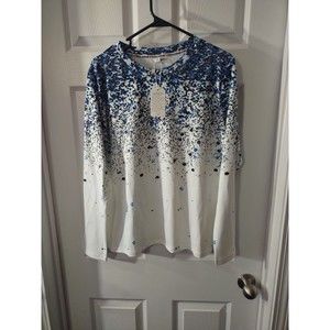 Exclusive Top Size M Blue And White Long Sleeve